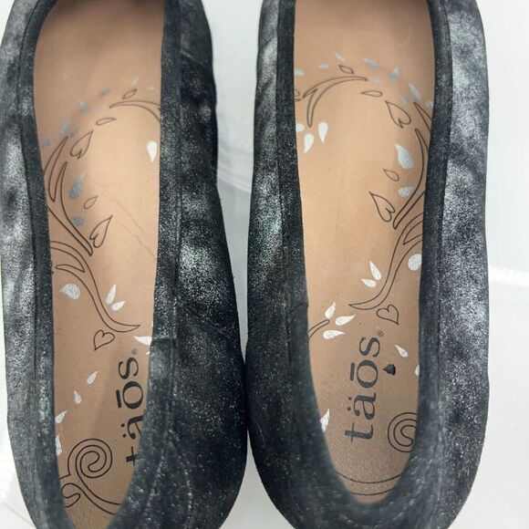 Taos Rascal Ballet Flats Women's 9.5 Black Metallic Leather Slip On Casual - Picture 9 of 12